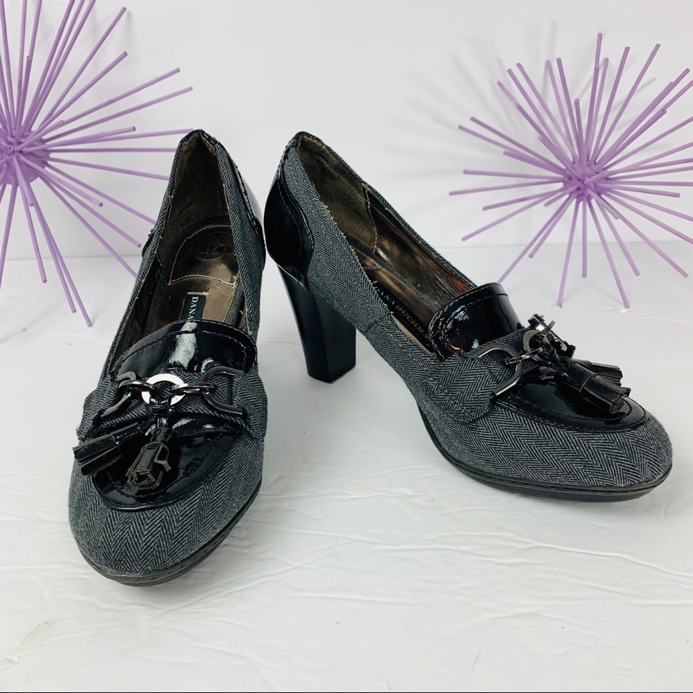 Dana Buchman / Black Gray Chunky Heel - Picture 1 of 8